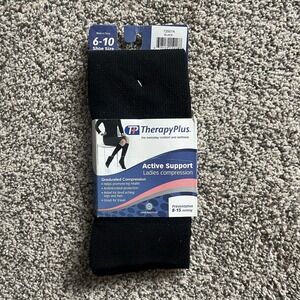 NWT Compression Therapy Socks Women Shoe Size 6-10‎ 8-15 mm Hg Black